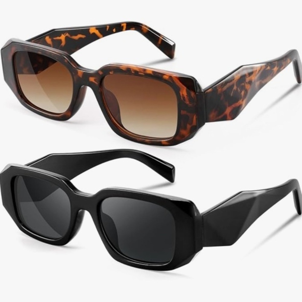 Black & Leopard Two pairs of Large Framed Sunglasses